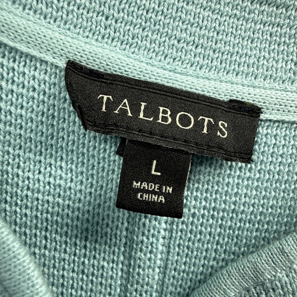 Talbots Women's‎ Coatigan Cardigan Sz Large Solid Blue Ponte Knit Long Sleeve - Picture 2 of 7
